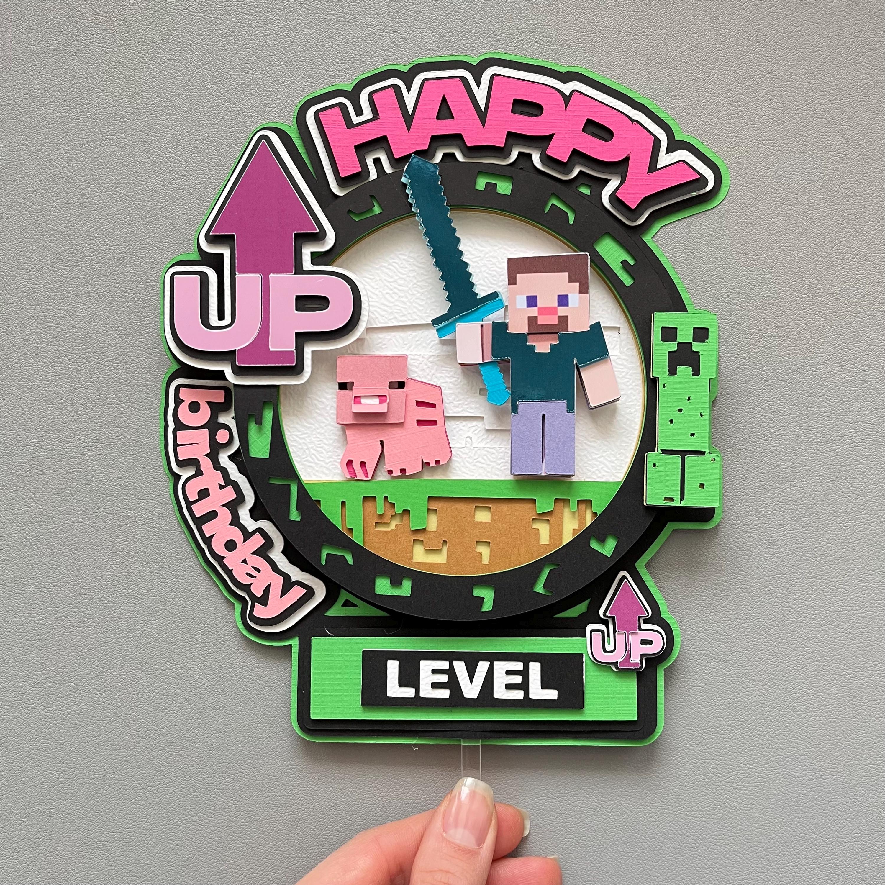 Pixel 3D Birthday Cake Topper SVG