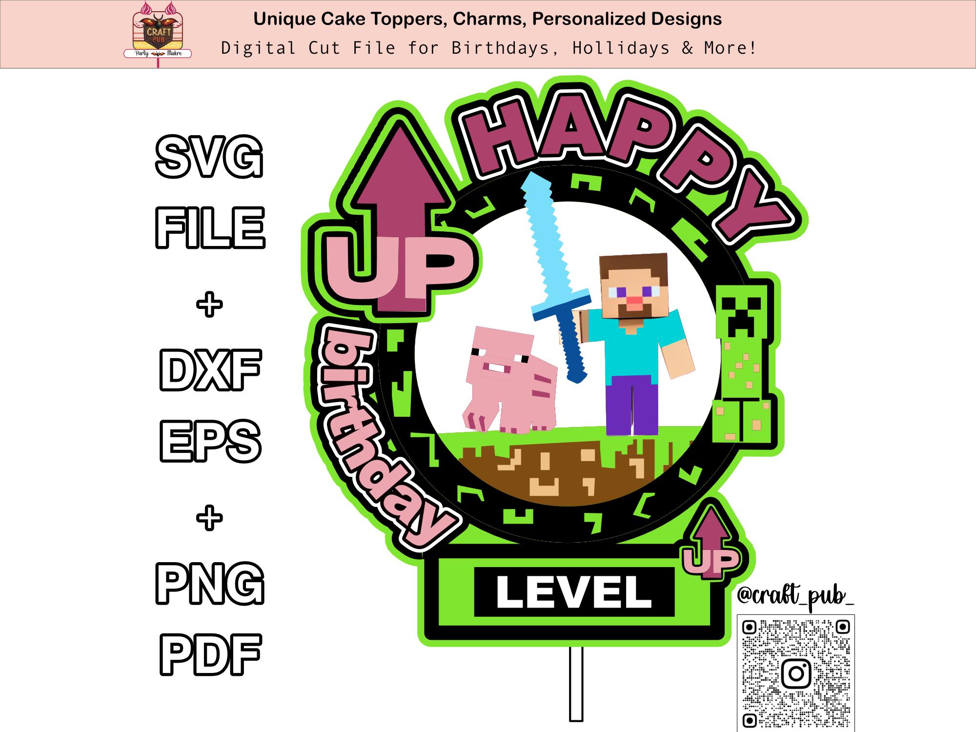 Pixel 3D Birthday Cake Topper SVG