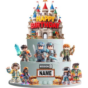 R0BLOX-Inspired Birthday Set – Knights & Quest Theme | Printable Cake, Cupcake Toppers - Boy&#39;s Birthday Cake Decor - Food or Regular Print