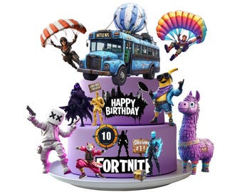 Printable Fort Battle Royale Birthday Cake Cupcake Topper Set - Gamer Party Cake Topper Set, Video Game Birthday - Perfect for Food Printers