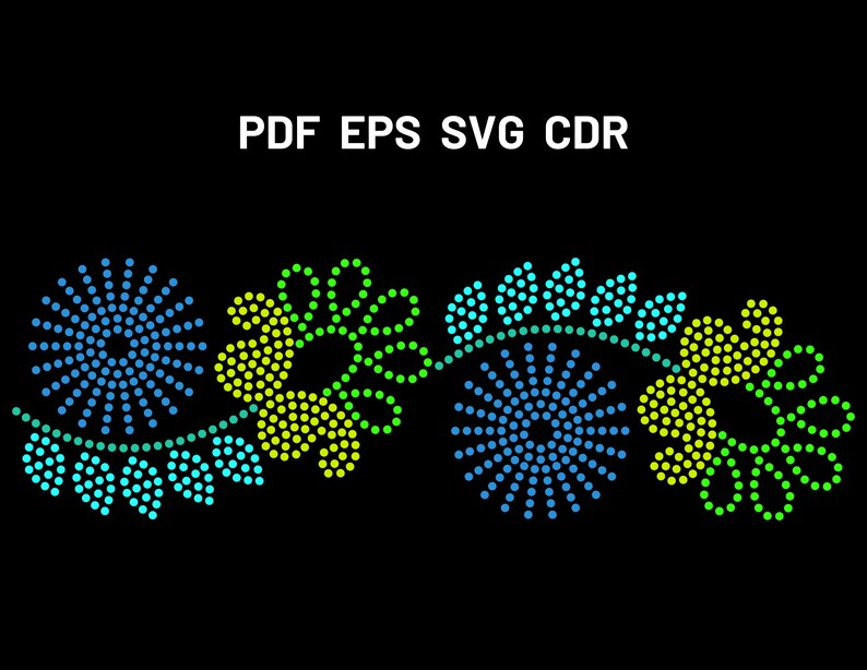 Rhinestone Border Templates Floral Design Iron on Transfer Digital ...