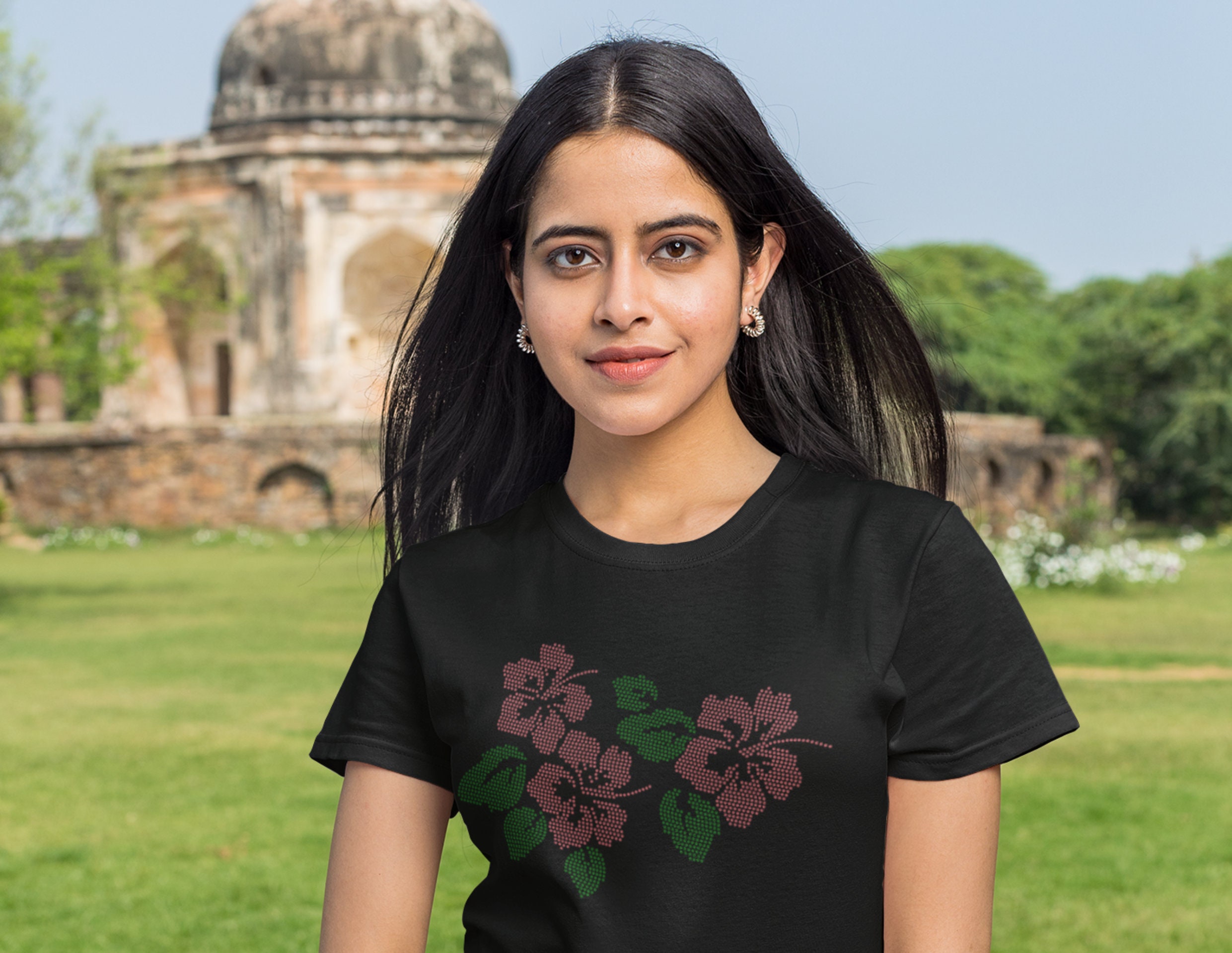 Rhinestone Floral Design Template Iron on Transfer Digital Etsy