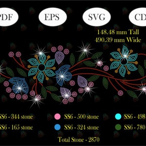 Rhinestone Border Templates Floral Design Iron on Transfer Digital ...