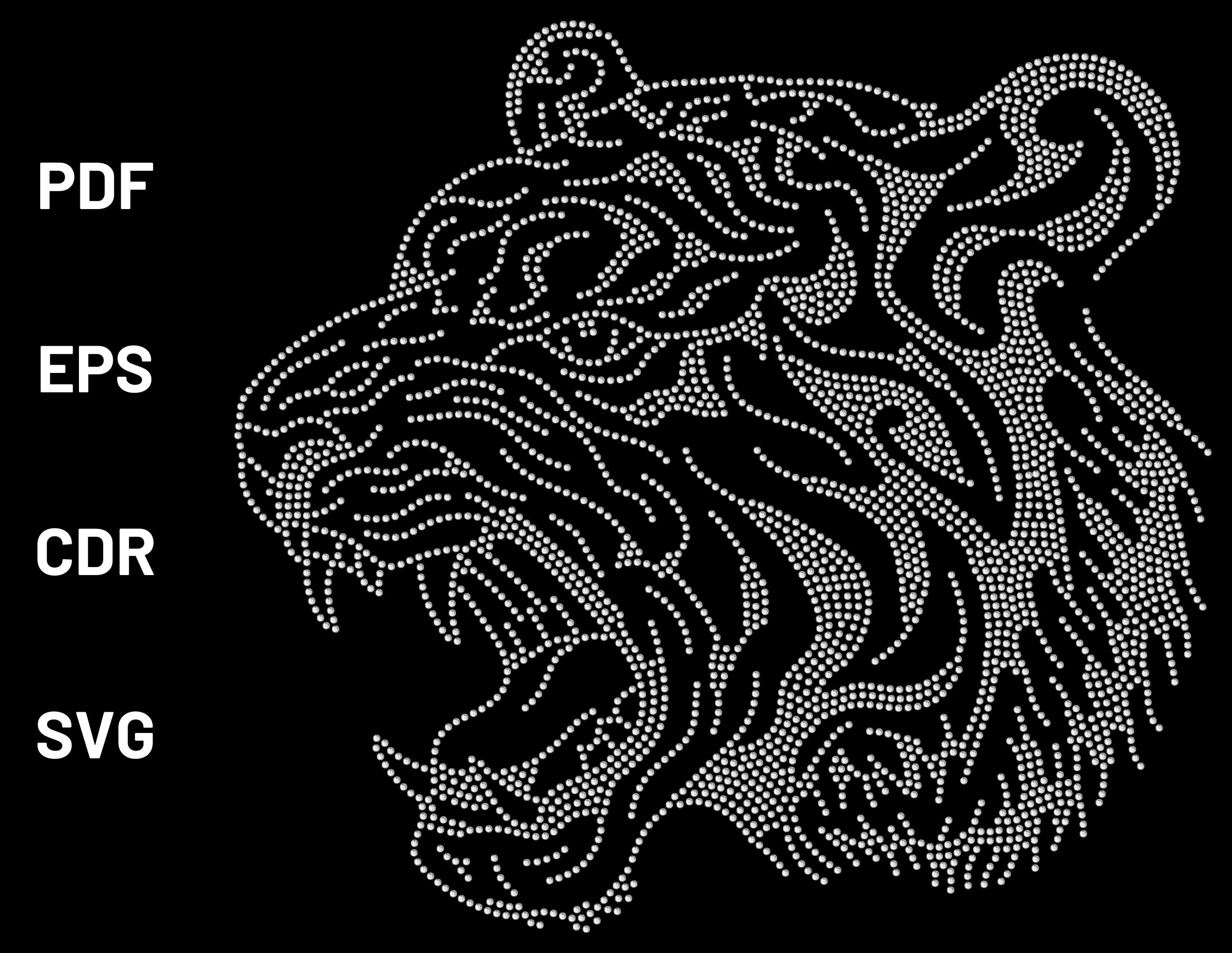 Rhinestone Tiger Design Template Iron on Transfer Digital Etsy