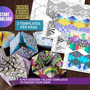 Printable Flextangle Craft Template | Kaleidocycle Paper Toy | Color, Create & Fold | Kids Craft Activity | Instant Download PDF