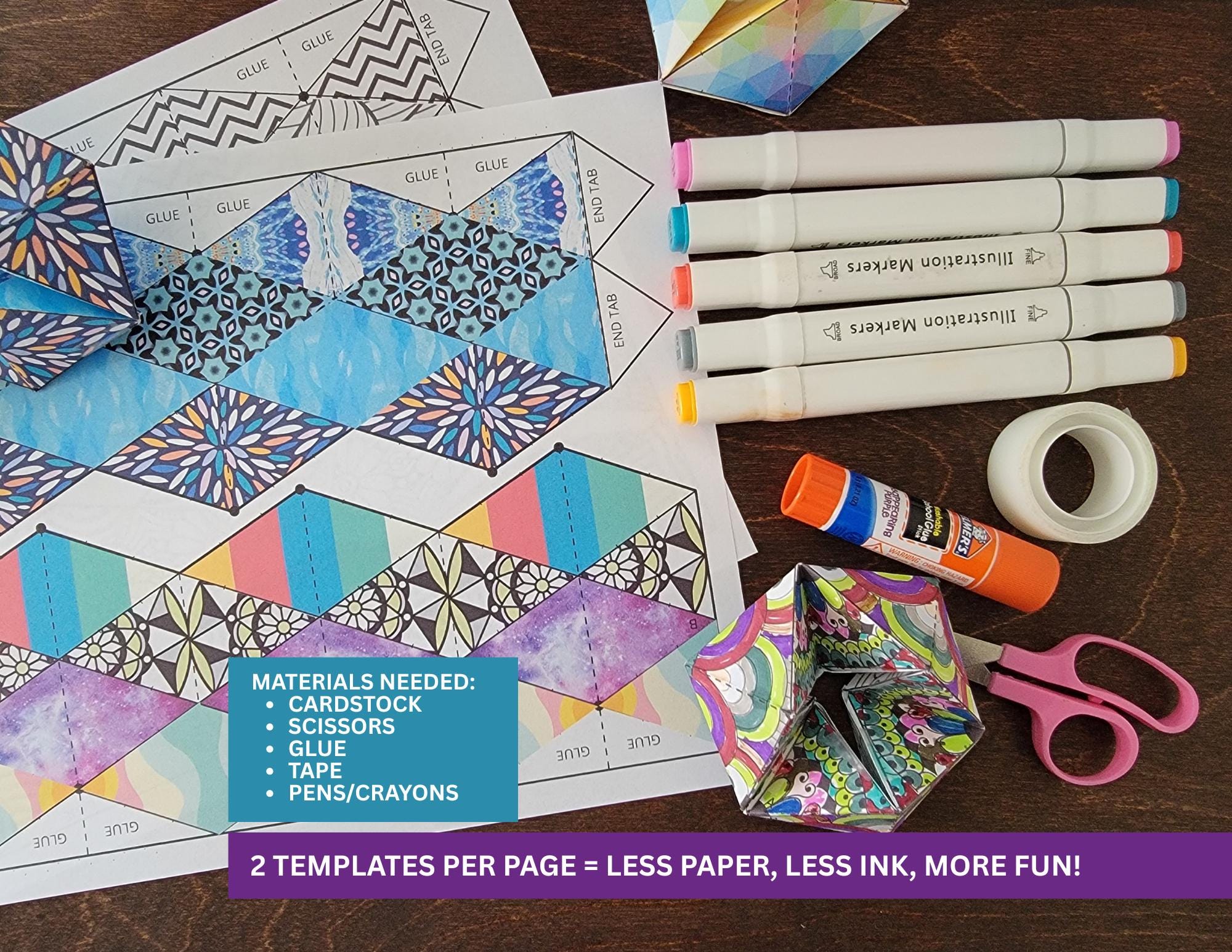 Printable Flextangle Craft Template | Kaleidocycle Paper Toy | Color ...