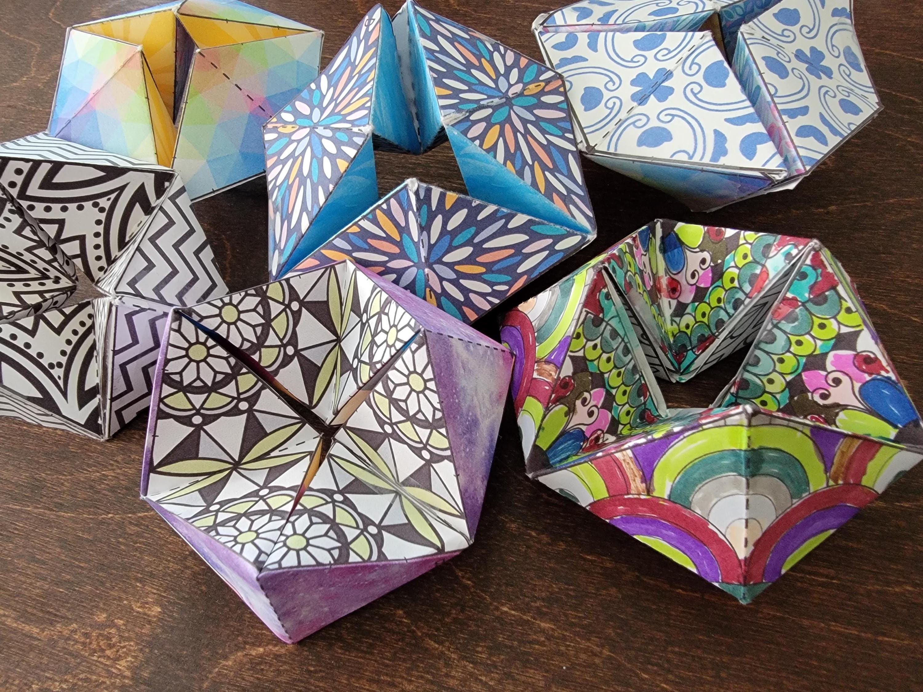 Printable Flextangle Craft Template | Kaleidocycle Paper Toy | Color ...