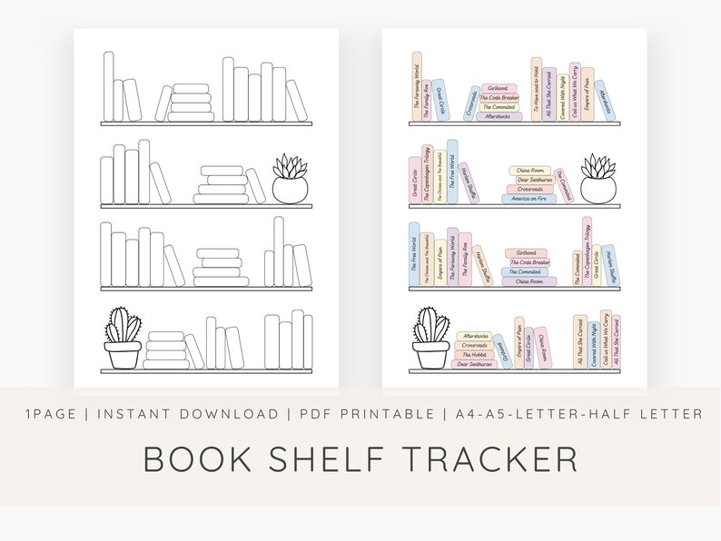 Book Shelf Tracker Printable Printable Reading Journal Reading Log Book