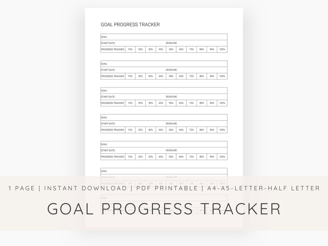 Goal Progress Tracker Printable Goal Planner Template Goal Progress