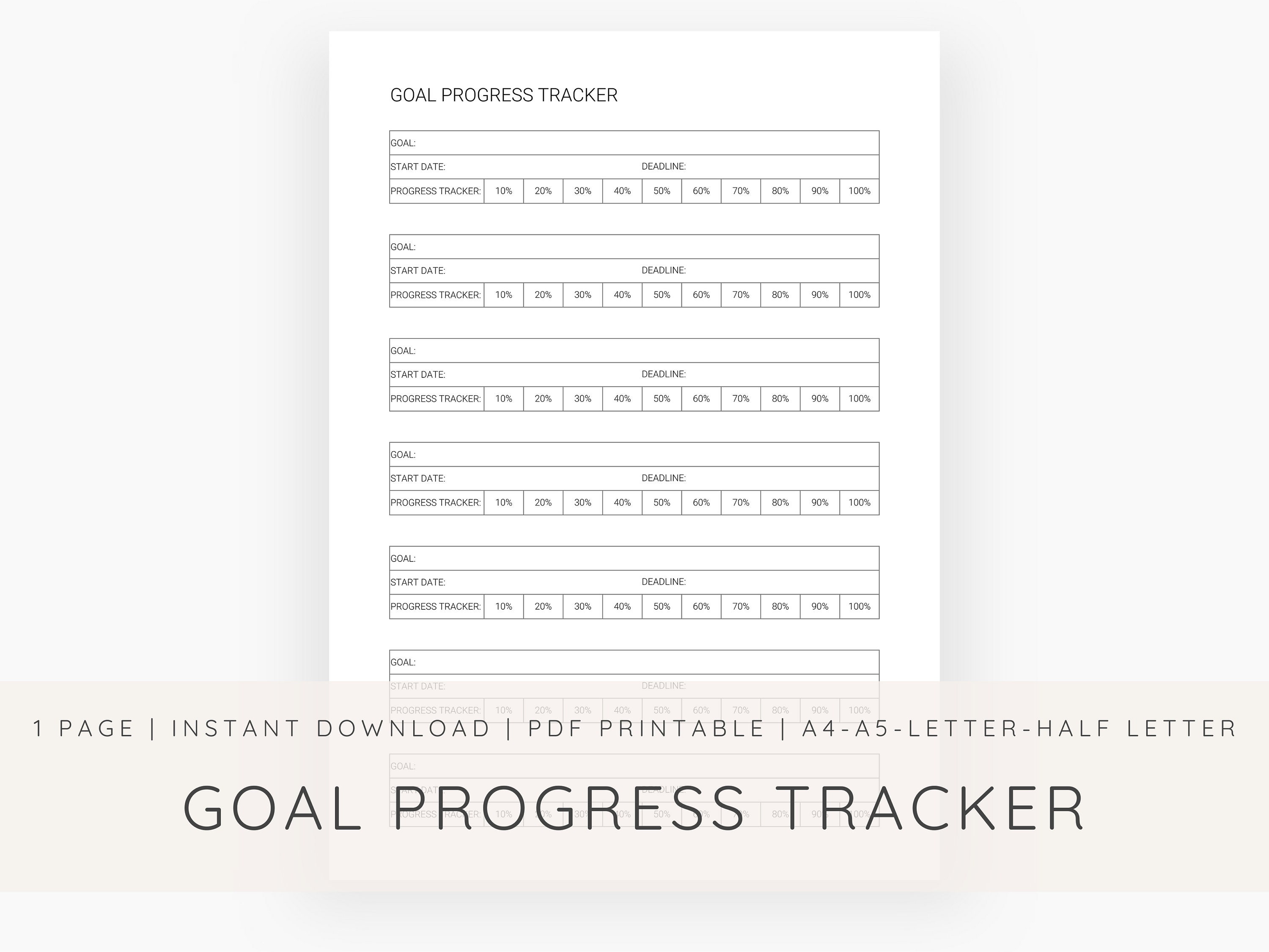 Goal Progress Tracker Printable - Goal Planner Template - Goal Progress ...