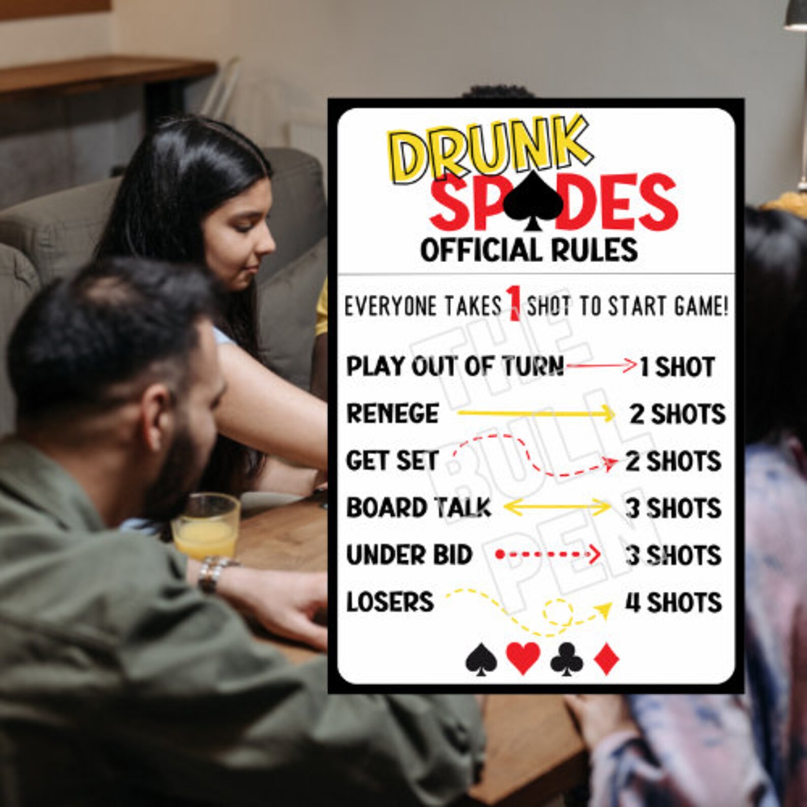 Drunk Spades Rule Cards PDF PNG Printable Digital Download Etsy