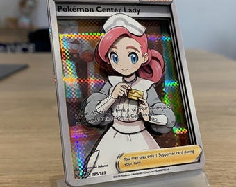 ShadowBox Pokemon Center 3D Card Lady Vivid Voltage 185 / 185 Art 100% Handmade Diorama