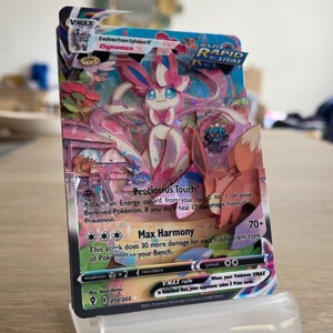 Carte 3D ShadowBox Pokemon Sylveon Vmax Evolving Skies 212 / 203 Art 100% fait main Diorama