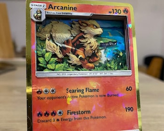 ShadowBox Pokemon Arcanine Sun & Moon 3D Card 22 / 149 Art 100% Handmade Diorama