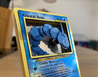 ShadowBox Pokemon Crystal Onix Art 3D Card 100% Handmade Diorama
