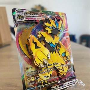 Carte 3D ShadowBox Pokemon Zeraora Vmax Crown Zenith Art 100% fait main Diorama