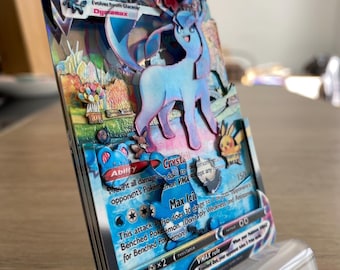 3D Card ShadowBox Pokemon Glaceon Vmax Evolving Skies 209 / 203 Art 100% Handmade Diorama