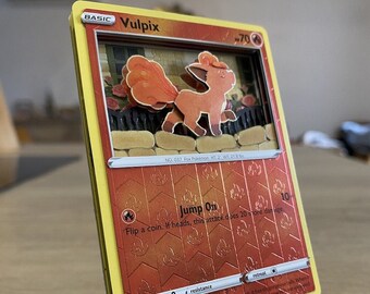 ShadowBox Pokemon Vulpix 17/195 Silver Tempest Art Tarjeta 3D Diorama 100% hecha a mano