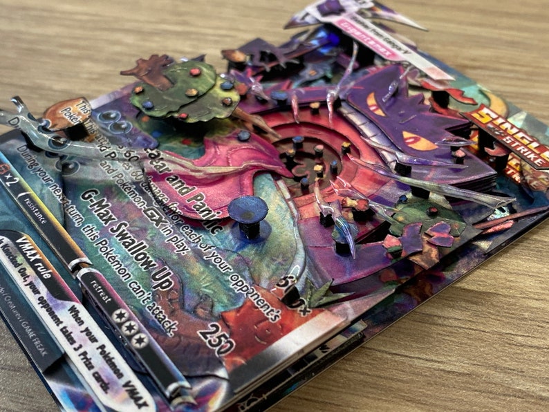 3D ShadowBox Pokemon Card Gangar Vmax Fusion Strike 271 / 264 Art 100% Handmade Diorama image 5