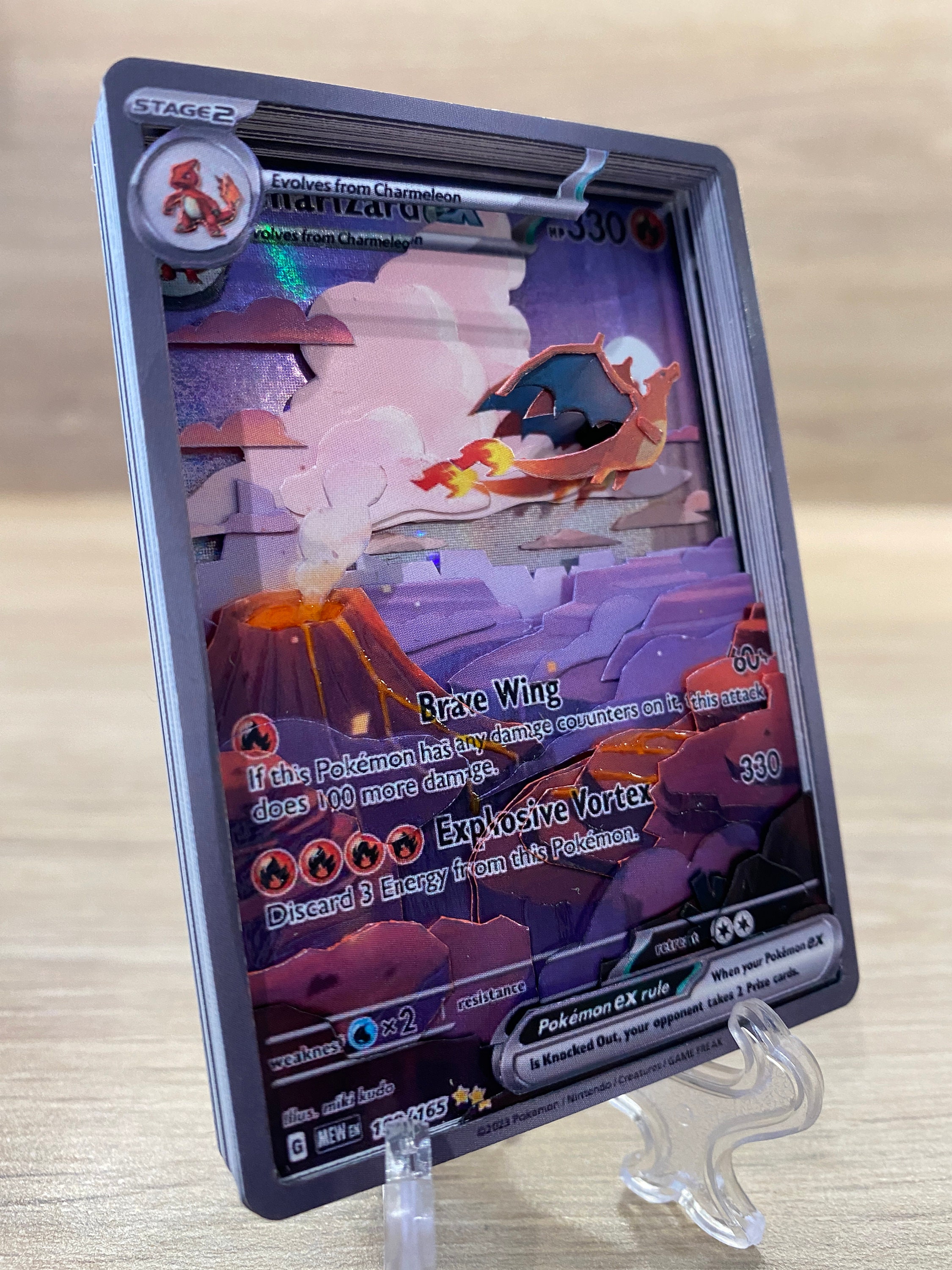 Shadowbox Pokemon Charizard Ex 3D Card Set 151 199 / 165 100