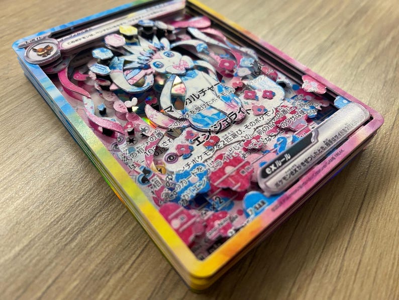 3D ShadowBox Pokemon Card Sylveon Ex Terastal Festival Ex Sv8a 212 / 187 Japanese Art 100% Handmade Diorama image 2