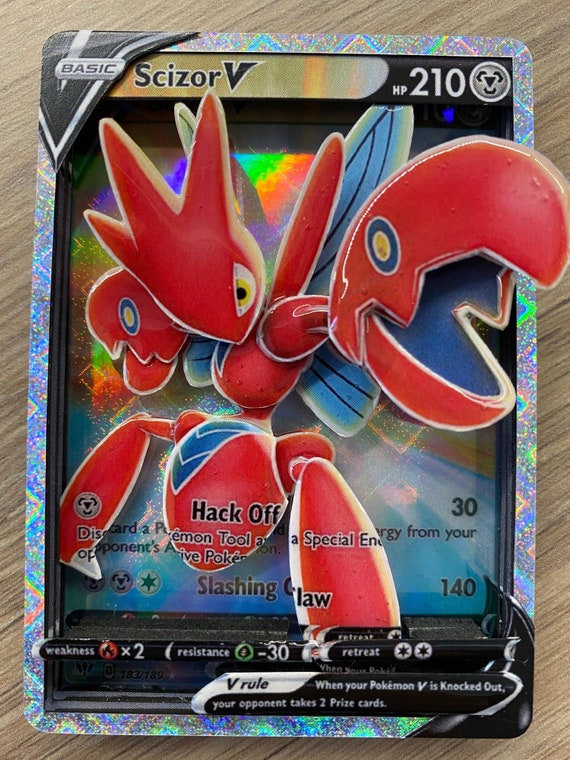 3D Card Shadowbox Pokemon Scizor V Darkness Ablaze Art 100