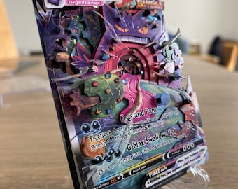 3D ShadowBox Pokemon Card Gangar Vmax Fusion Strike 271 / 264 with GLOW RESIN 100% Handmade Art Diorama