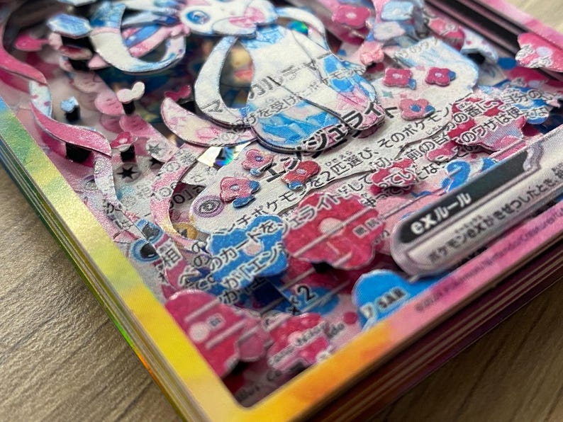 3D ShadowBox Pokemon Card Sylveon Ex Terastal Festival Ex Sv8a 212 / 187 Japanese Art 100% Handmade Diorama image 5