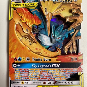 Carta 3D ShadowBox Pokemon Moltres Zapdos Articuno GX Destini nascosti Arte 100% Diorama fatto a mano immagine 5