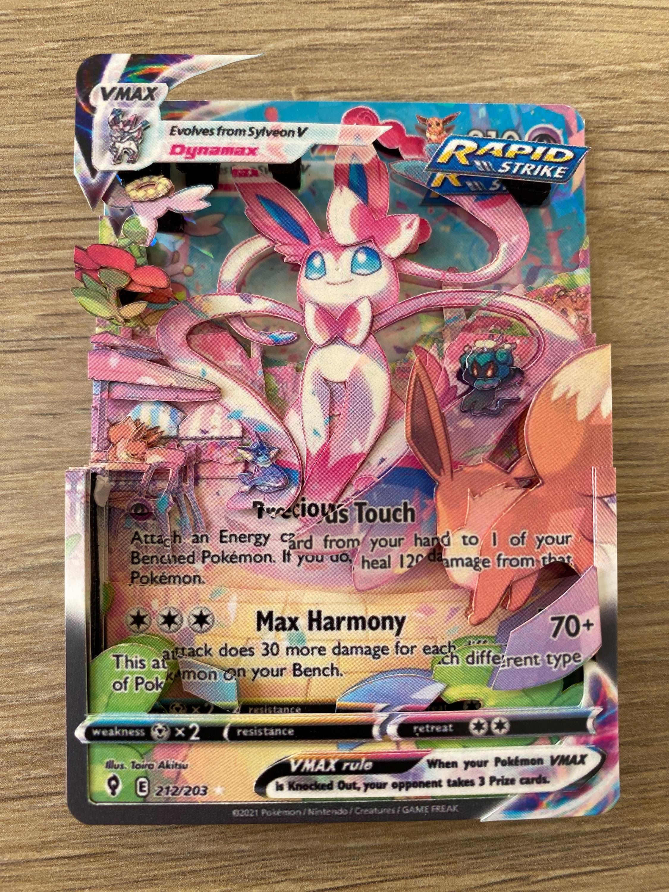 3D Card Shadowbox Pokemon Sylveon Vmax Evolving Skies 212 / 203 Art 100%  Handmade Diorama - Etsy, image size:2250x3000