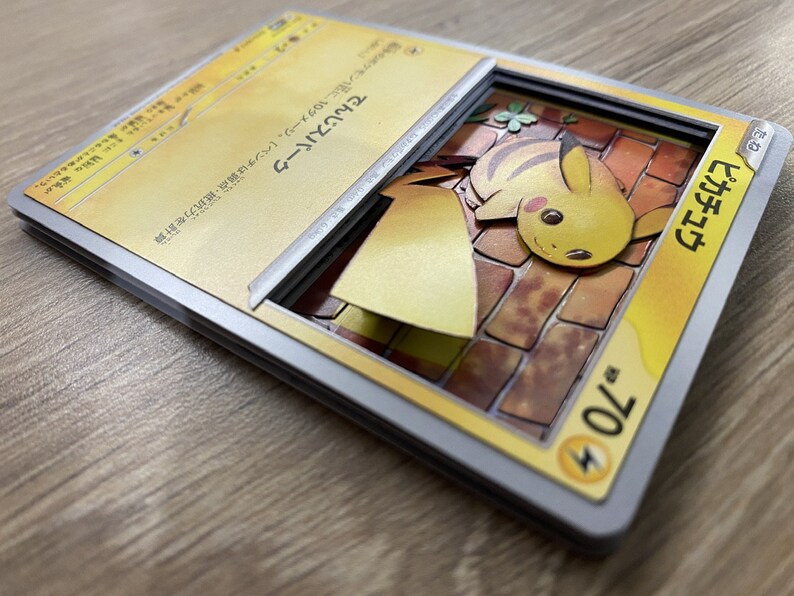 Shadowbox Pokemon Pikachu Cyber Judge 3D Card 23 / 71 Art 100% Handmade ...