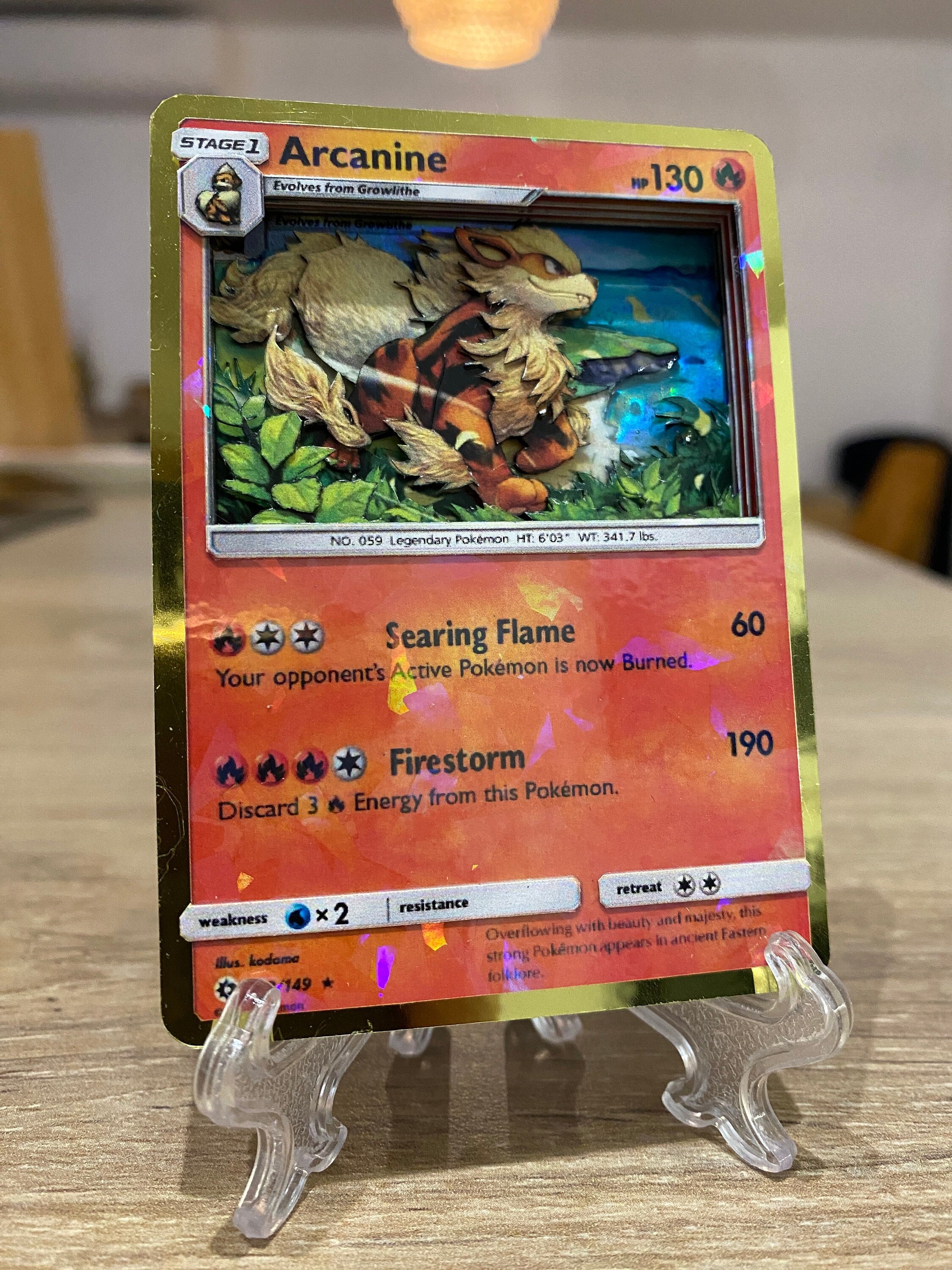 Shadowbox Pokemon Arcanine Sun & Moon 3D Card 22 / 149 Art 100