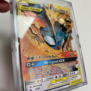 Carta 3D ShadowBox Pokemon Moltres Zapdos Articuno GX Destini nascosti Arte 100% Diorama fatto a mano immagine 2