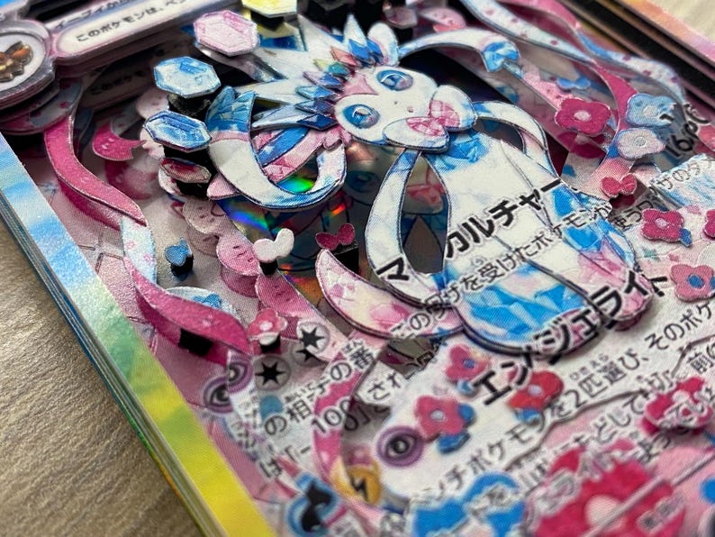 3D ShadowBox Pokemon Card Sylveon Ex Terastal Festival Ex Sv8a 212 / 187 Japanese Art 100% Handmade Diorama image 6