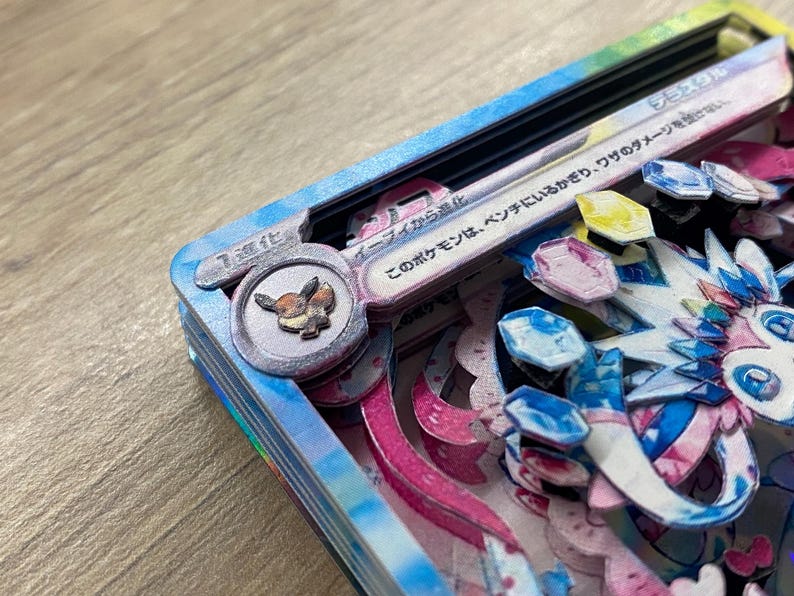 3D ShadowBox Pokemon Card Sylveon Ex Terastal Festival Ex Sv8a 212 / 187 Japanese Art 100% Handmade Diorama image 8