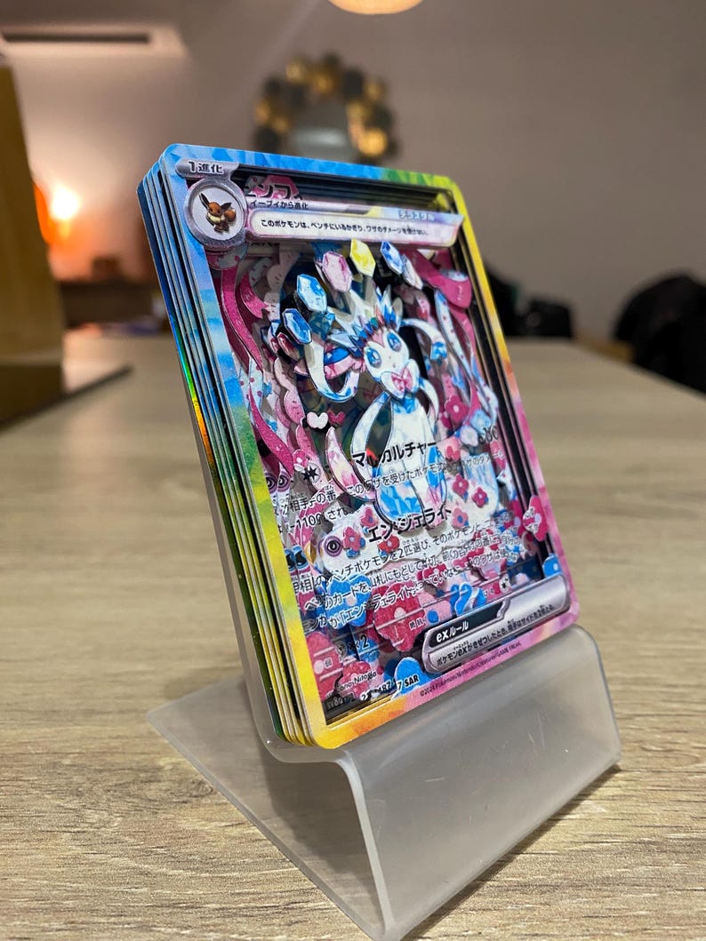 3D ShadowBox Pokemon Card Sylveon Ex Terastal Festival Ex Sv8a 212 / 187 Japanese Art 100% Handmade Diorama image 4
