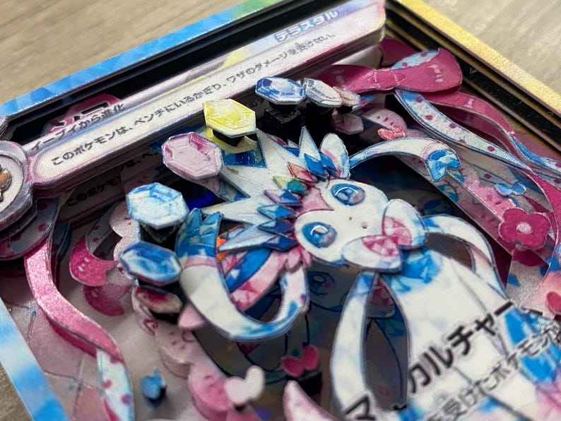 3D ShadowBox Pokemon Card Sylveon Ex Terastal Festival Ex Sv8a 212 / 187 Japanese Art 100% Handmade Diorama image 7
