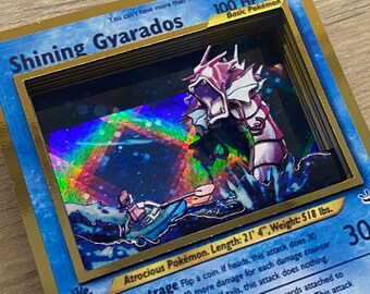 3D Card ShadowBox Pokemon Shining Gyarados Neo Revelation 65 / 64 Art 100% Handmade Diorama