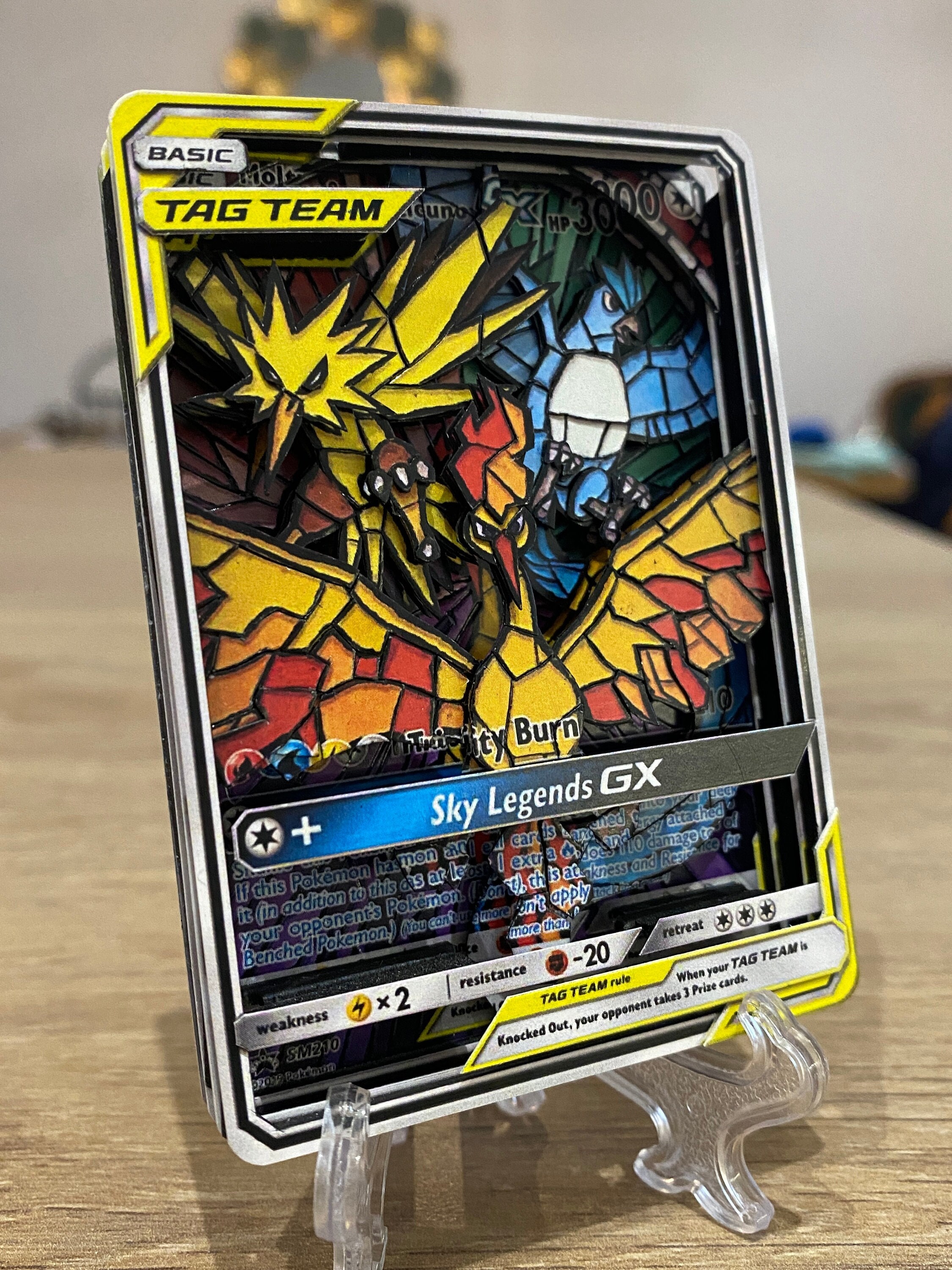3D Shadowbox Pokemon Card Moltres, Zapdos, Articuno GX Black Star