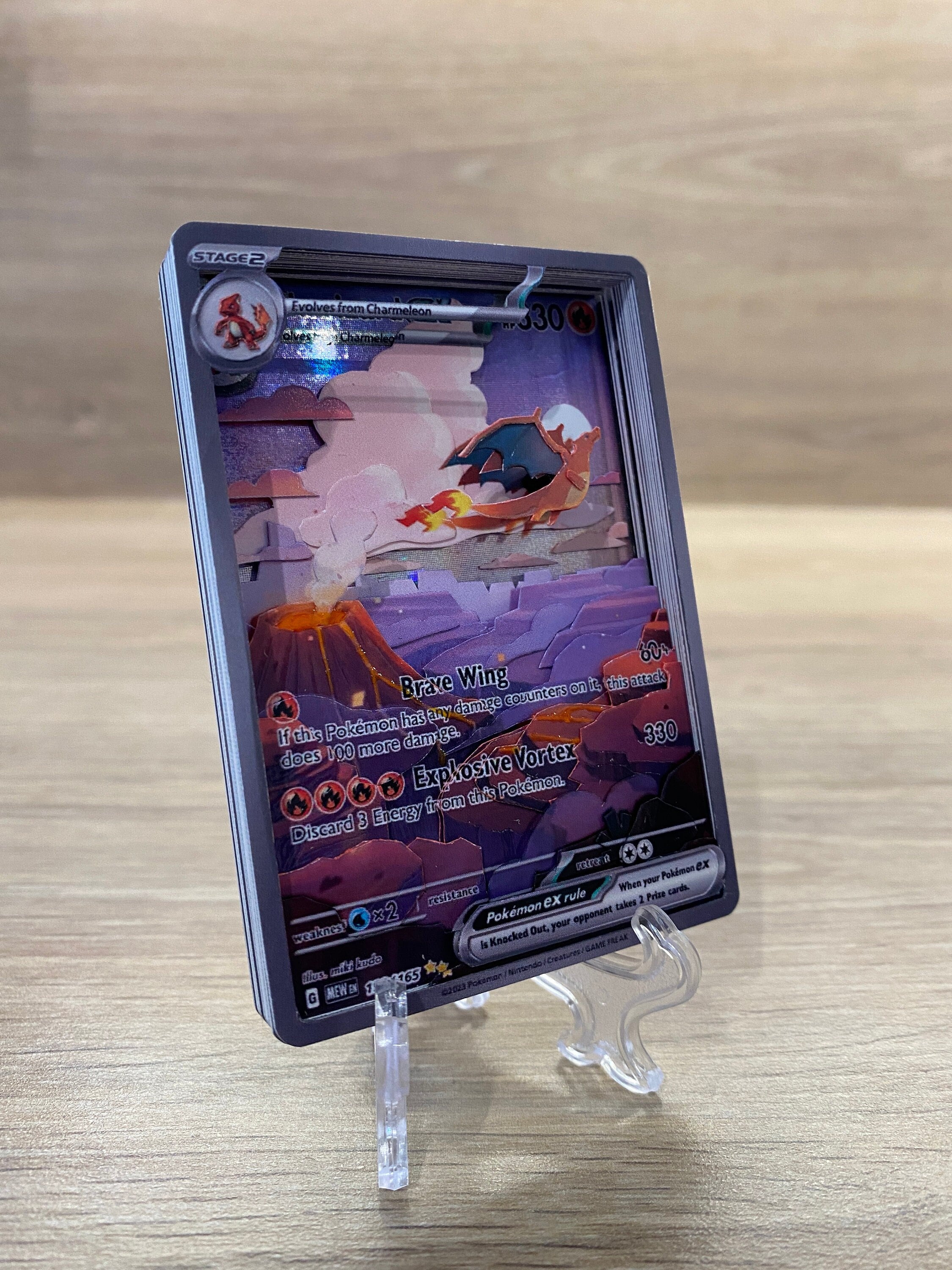 スケールモデル 新作 Ex Charizard Pokemon Shadowbox 3D 100 165 / 199 151 Set Card 絵画