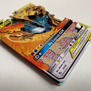Carta 3D ShadowBox Pokemon Moltres Zapdos Articuno GX Destini nascosti Arte 100% Diorama fatto a mano immagine 3
