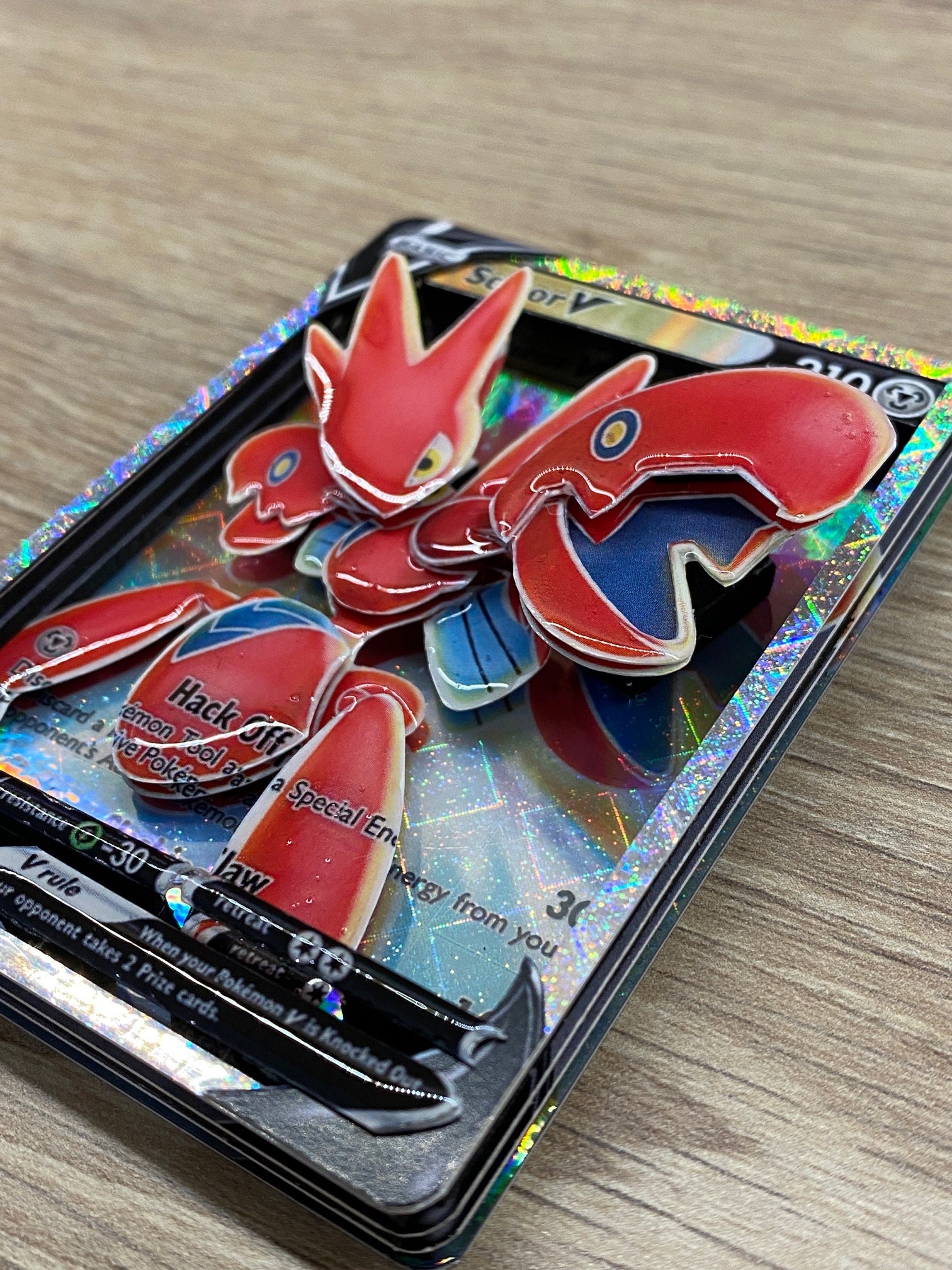 3D Card Shadowbox Pokemon Scizor V Darkness Ablaze Art 100