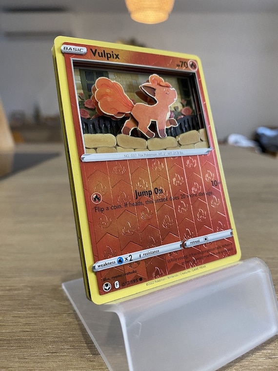 Shadowbox Pokemon Vulpix 17/195 Silver Tempest Art 100% Handmade Diorama 3D  Card - Etsy