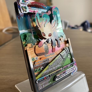 Carte 3D ShadowBox Pokemon Leafeon Vmax Art 100% fait main Diorama