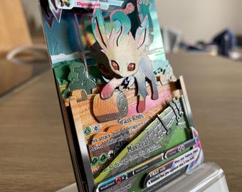 Carta 3D ShadowBox Pokemon Leafeon Vmax Evolving Skies Art 100% fatta a mano Diorama