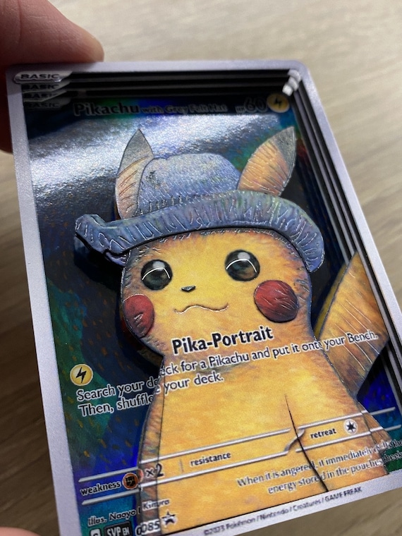 Shadowbox Pokemon Pikachu 3D Card Van Gogh Promo Art 100% Handmade