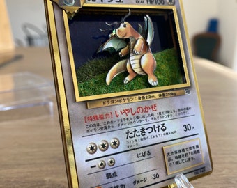 ShadowBox Pokemon Dragonite Art 3D Card 100% Handmade Diorama