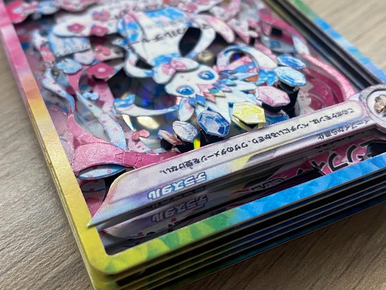 3D ShadowBox Pokemon Card Sylveon Ex Terastal Festival Ex Sv8a 212 / 187 Japanese Art 100% Handmade Diorama image 9