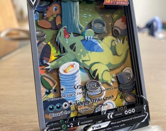 3D ShadowBox Pokemon Card Tyranitar V Battle Styles 155 / 163 Art 100% Handmade Diorama