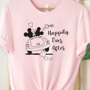Disney Wedding Car SVG, Happily Ever After Mickey Mouse Decal, Just Married Cricut File, Disney Honeymoon Sublimation, Bride and Groom Gift